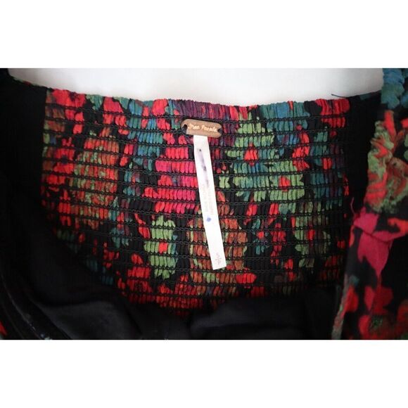 Free People OB1618481 Women's Sz S Black Combo Floral Print Oh Lala Top - Picture 3 of 6